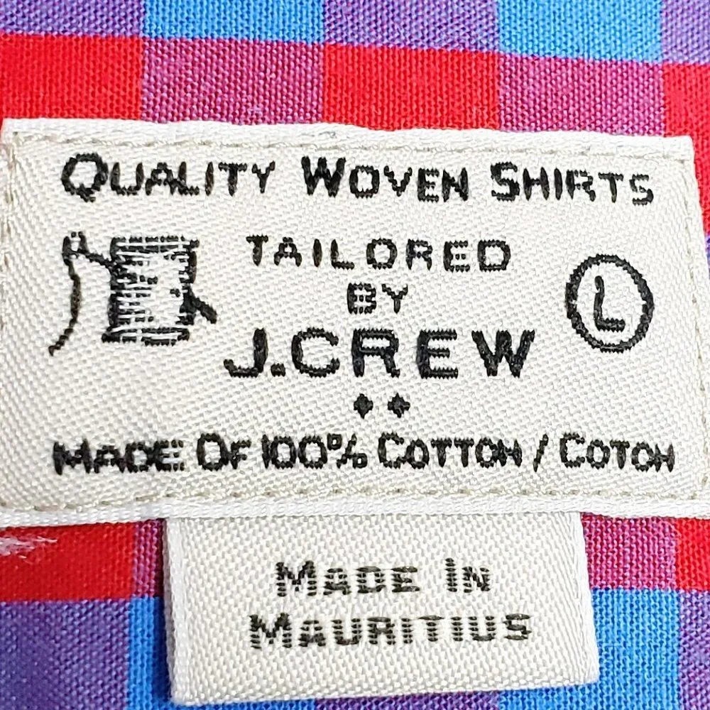 J.‎ Crew Checkered Red Blue Button Down Shirt L